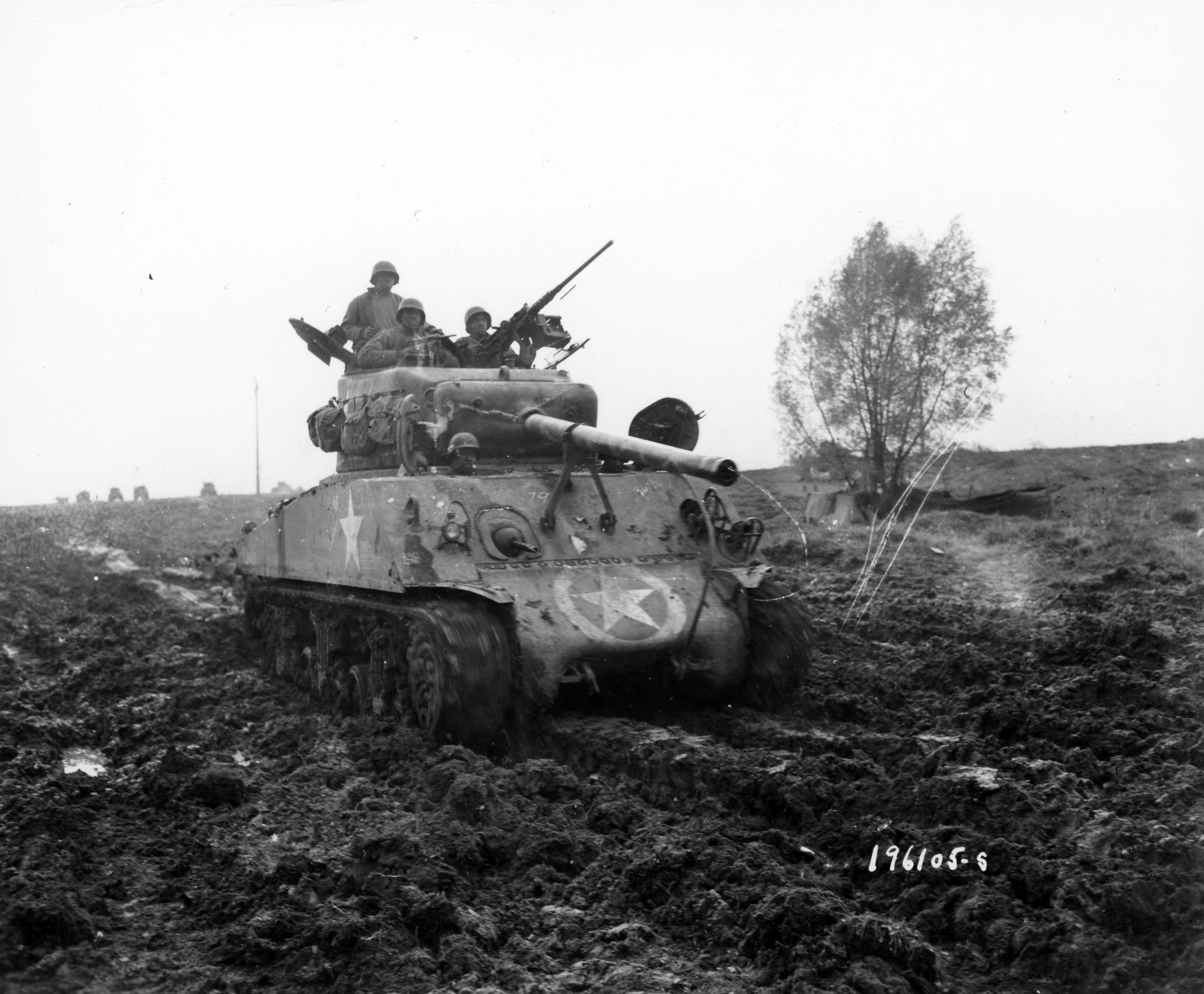 An image of A M4 Sherman tank of the 761st Tank Battalion