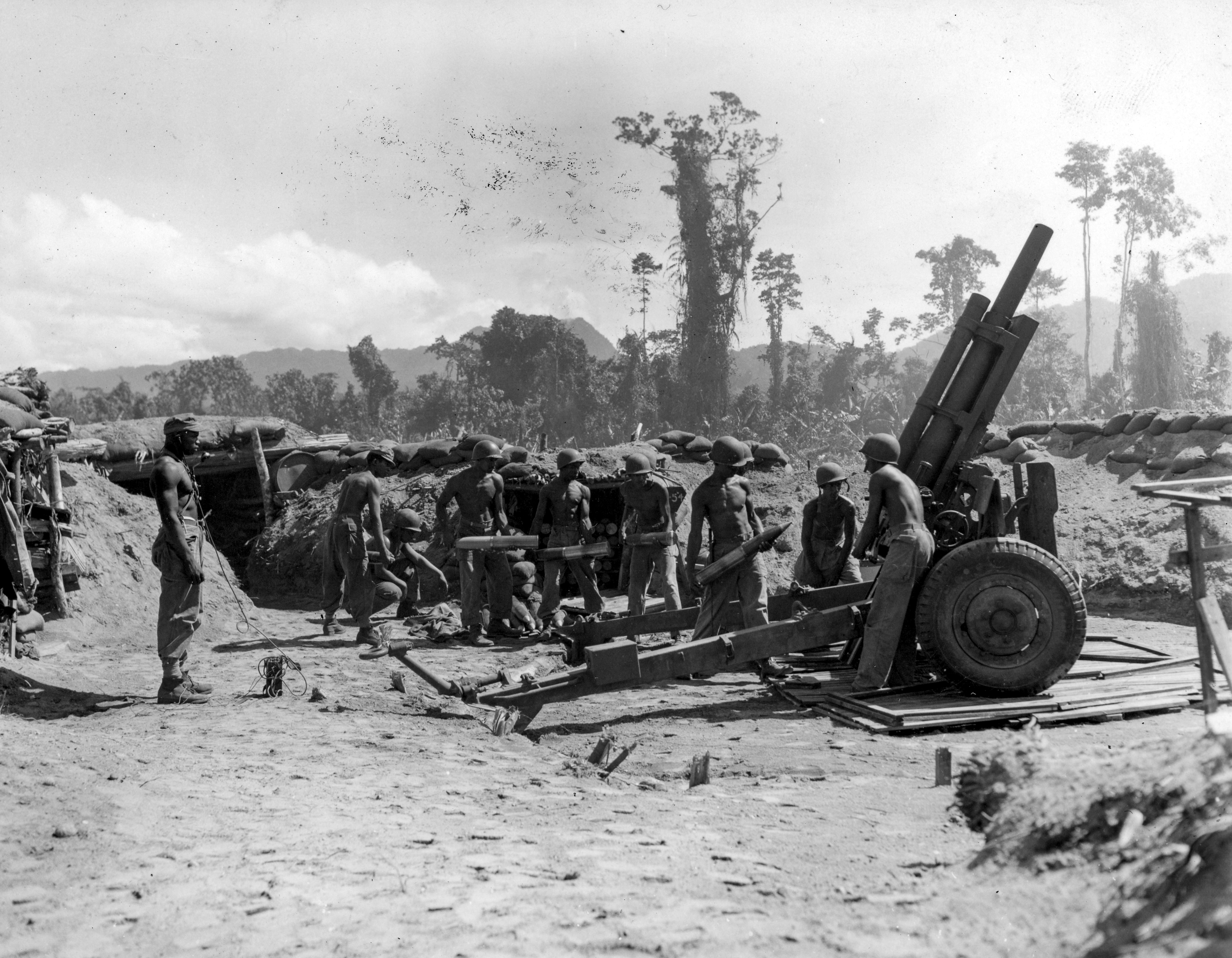 An image of A howitzer of the 593rd Field Artillery Battalion