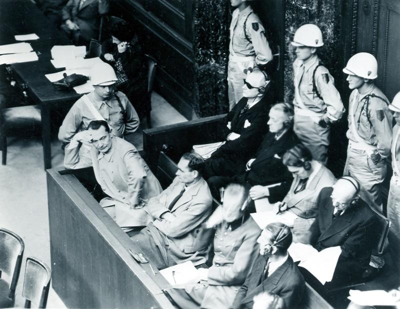 Hermann Goering, commander of the German Luftwaffe, during his trial in 1946. Courtesy of National Archives and Records Administration (NAID: 348545740).